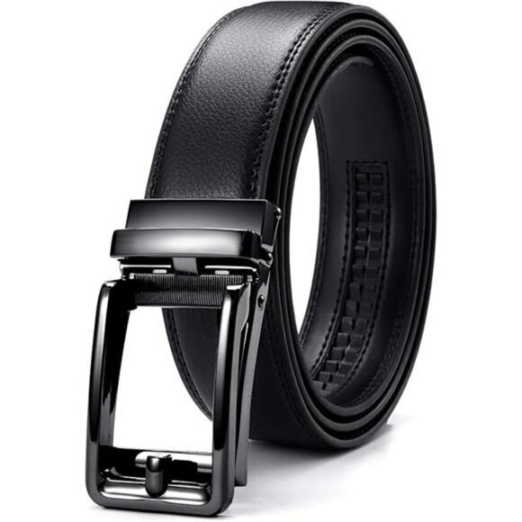 Mens Ratchet Belt Adjustable Leather Dress Belt for Pants Jeans Office Wear - Picture 7 of 7